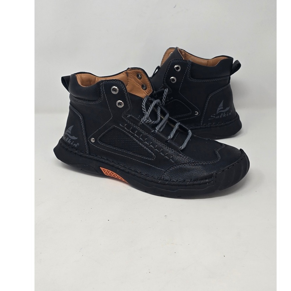 Salkin 2317 Black Leather Boots‎ Men 10 trail hiking gorpcore minimalist NWOB